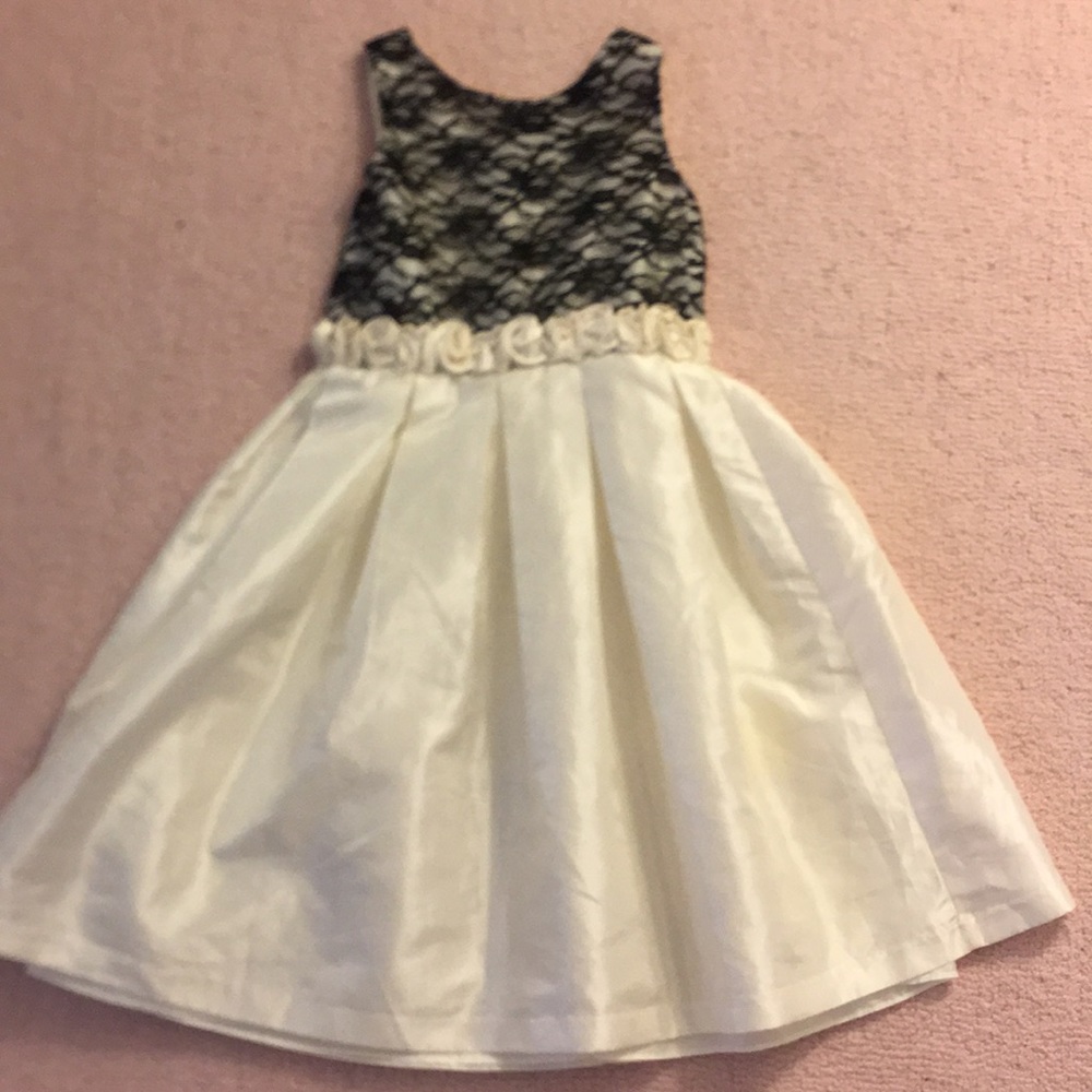 Girls Black and White Lace Party Dress